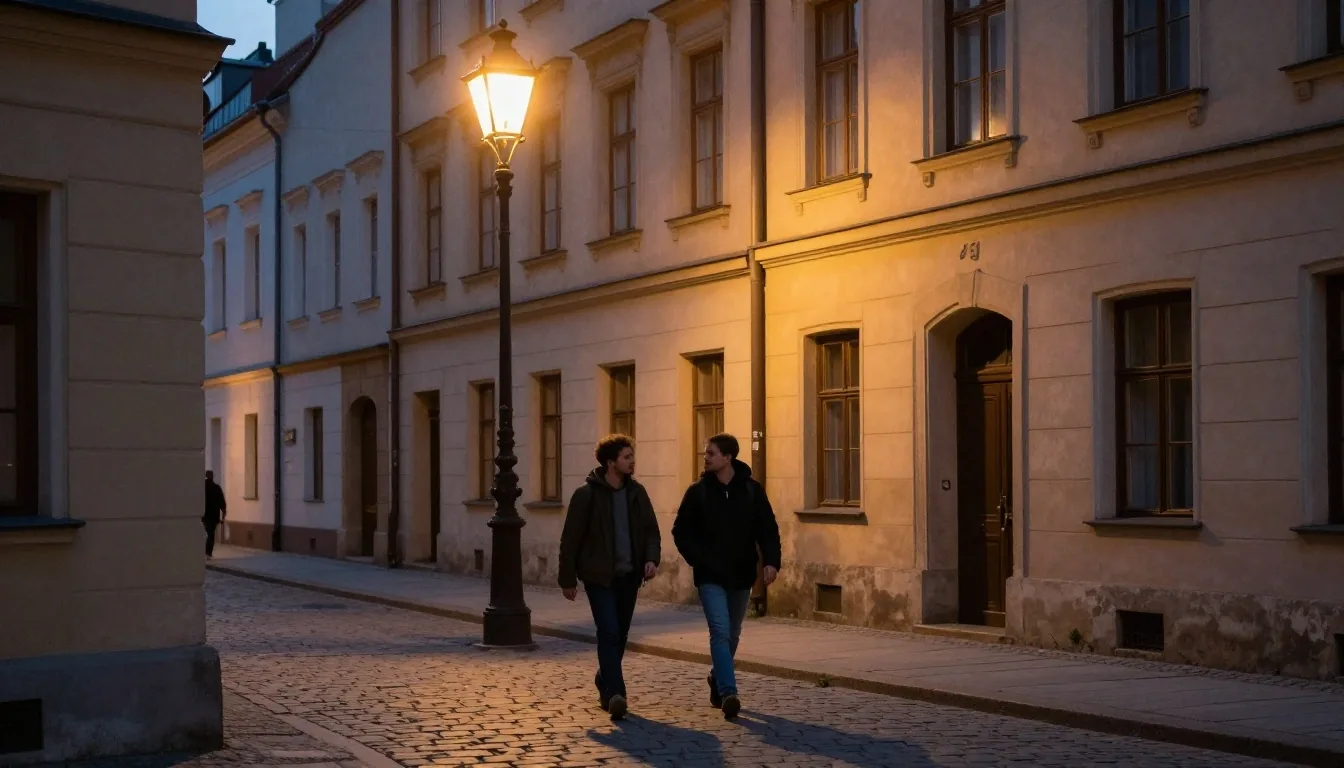 Ciepły wieczorny nastrój na ulicy w Poznaniu